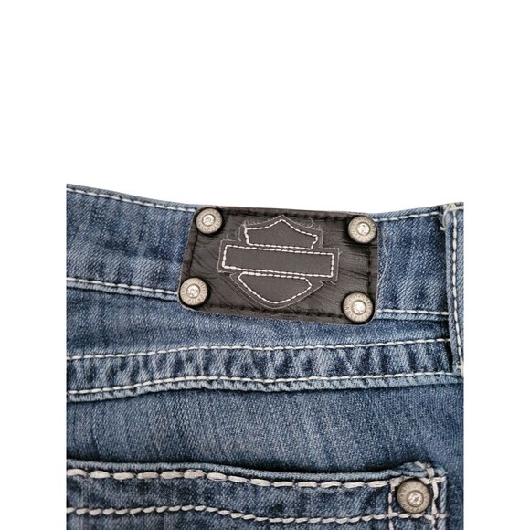 Womens Size 6 Petite Harley Davidson Jeans Low Rise Bootcut Angel Wing Pockets - Picture 3 of 7